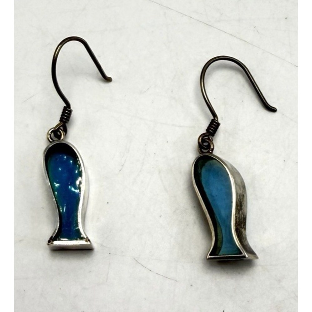 Stained Glass Fish Earrings Unique Jewelry Sterling Silver Read